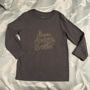 Cat & Jack 3T grey long sleeve “super amazing brother” EUC